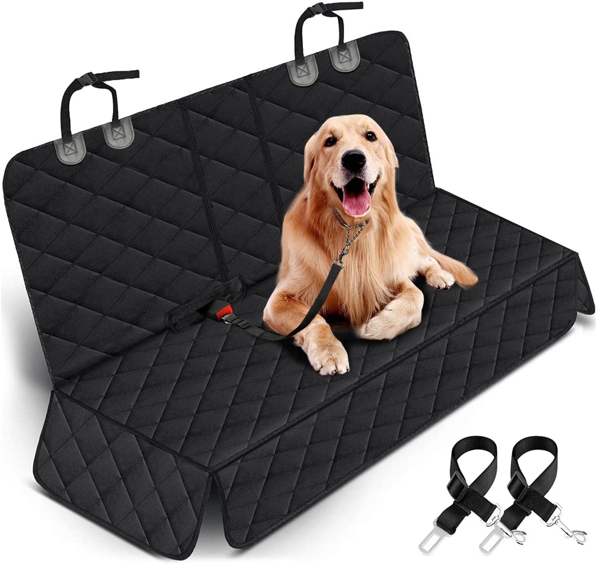 Premium Waterproof Dog Car Seat Cover - Non-Slip Bench Protector for Back Seat, Compatible with Most Cars, Trucks, and SUVs - Black