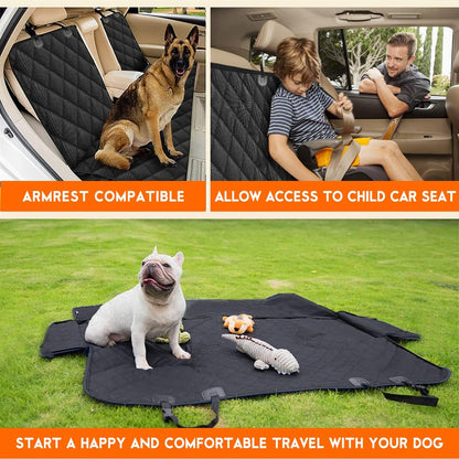 Premium Waterproof Dog Car Seat Cover - Non-Slip Bench Protector for Back Seat, Compatible with Most Cars, Trucks, and SUVs - Black