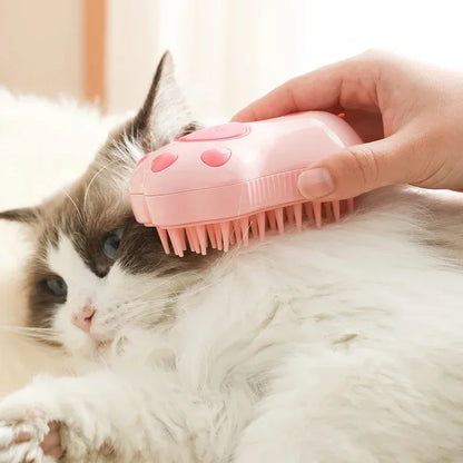 2025Multifunctional Rotating Cat Grooming Steamer Brush Pet Hair Removal Spray Massage Comb 3 In1 Self Cleaning Steam Cat Brush